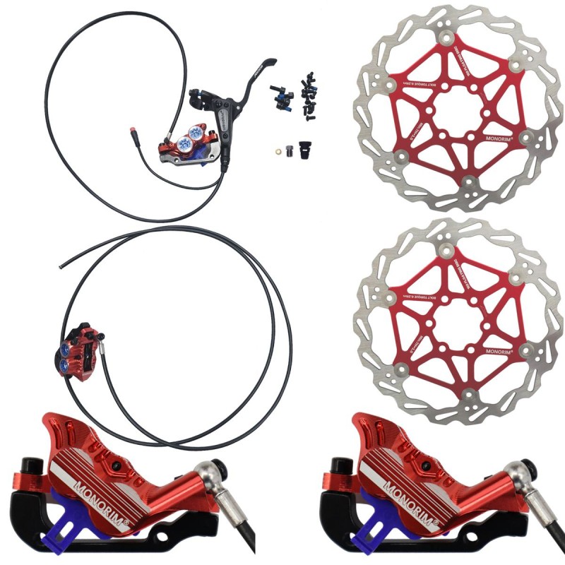 Kit complet de frână hidraulică Monorim EB01 cu 4 pistoane - pârghii, etriere, cablu și disc de frână Monorim - 2 Kit complet de