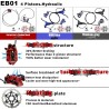 Komplet Monorim EB01 4-stempel hydraulisk bremsesæt - håndtag, kaliber, kabel og bremseskive Monorim - 8 Komplet Monorim EB01 4-