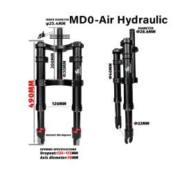 Sprednje vzmetenje Monorim MD0 Air Hydraulic 490mm x 165mm  - 2 
Zdruzljivost: za zdruzljive Monorim MD0 sprednje vilice; prever