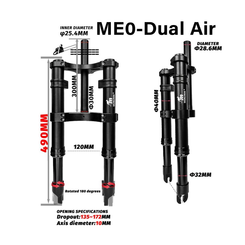 Monorim ME0 Dual Air Front Suspension 565mm x 165mm  - 7 
Fit: Monorim ME0 Dual Air front suspension 565mm x 165mm for upgrade b