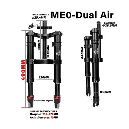 Suspensão dianteira Monorim ME0 Dual Air 565mm x 165mm  - 7 
Compatibilidade: suspensao dianteira Monorim ME0 Dual Air 565mm x 1