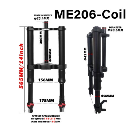 Suspensión delantera Monorim ME206 Dual Air version 565mm x 206mm  - 1 Compatibilidad: mejora de suspensión delantera Monorim ME