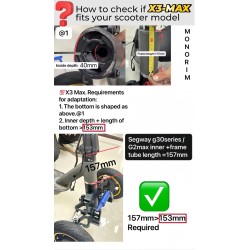 Monorim X3 Max Air dual front wheel suspension for Ninebot Max G2: zapchast i amortizator Monorim - 6 Sovmestima s Ninebot Max G