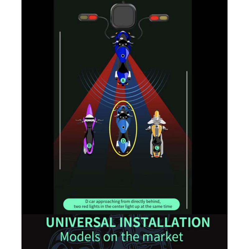 Wodoodporny system wykrywania martwego pola (kąt 130º) dla skutera, roweru lub motocykla KROXNE - 4  